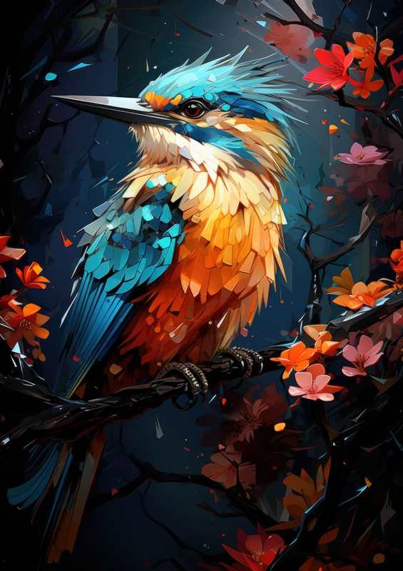 Kingfisher in pallett strokes
