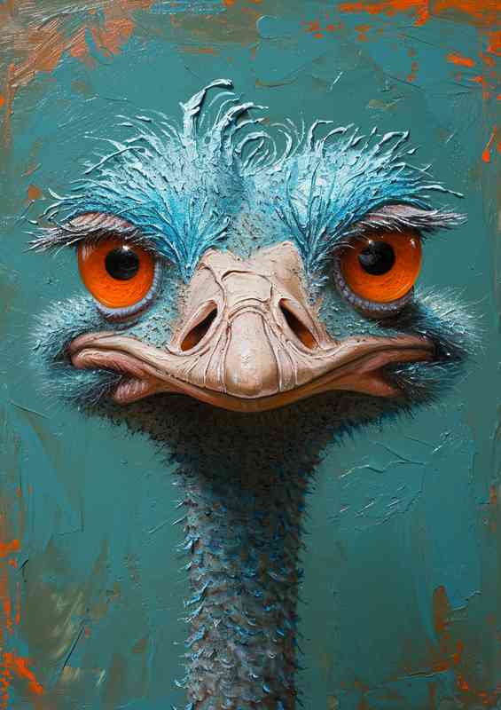 Ostrich with big orange eyes