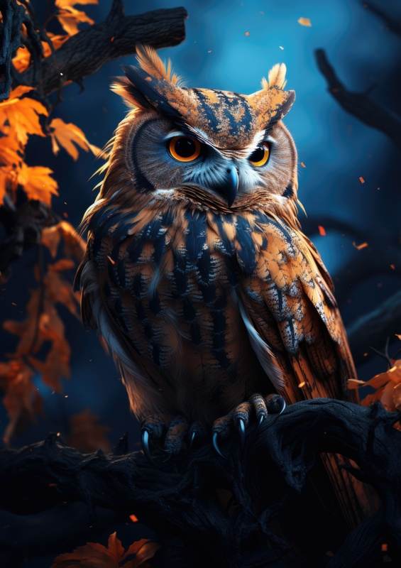 Owl pearched on a branch