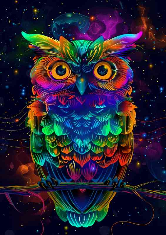 Owl rainbow feathers Iridescent colors