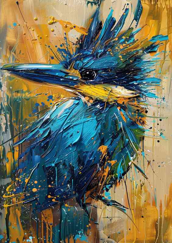 Pallet Knife style bird painted in blue