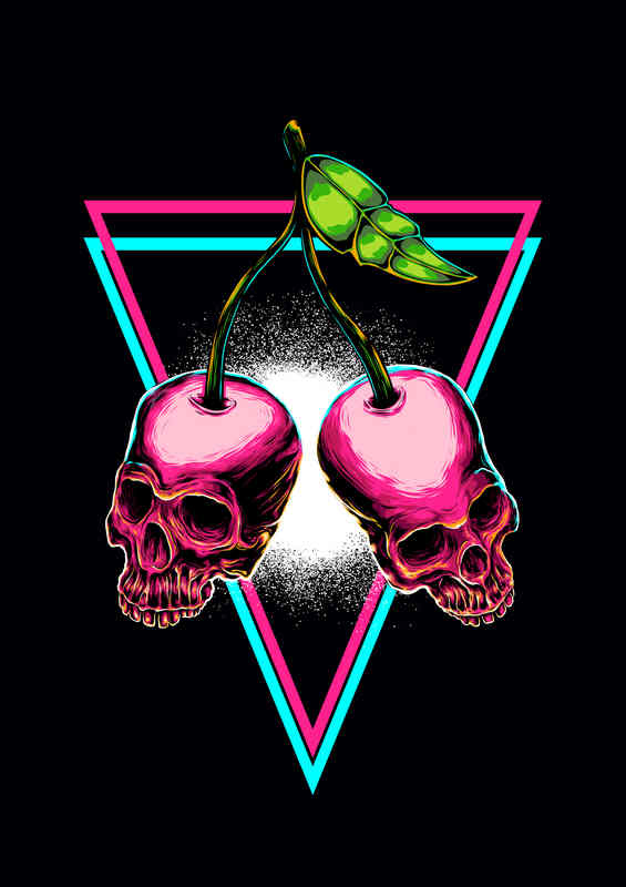 Skull Cherry Metal Poster