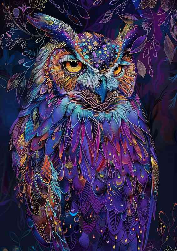 Sleepy Owl with gold flecks