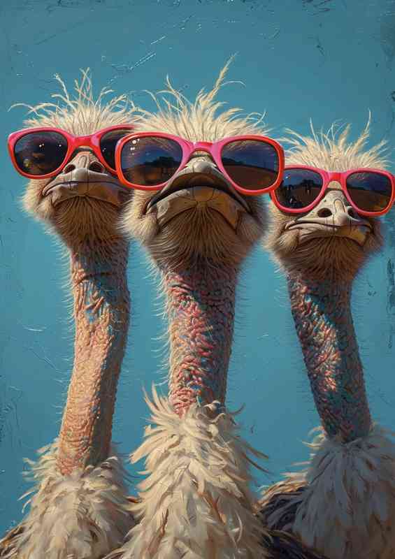 Three ostriches sitting in the sun
