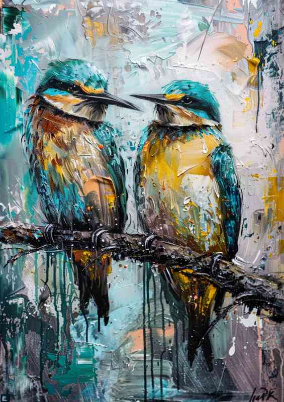 Two birds on a branch painting