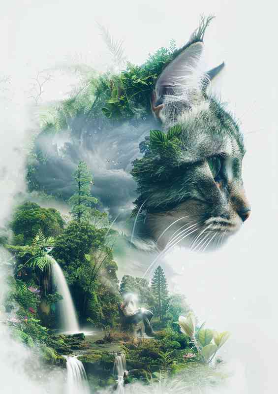 A double exposure illustration of cat | Metal Poster