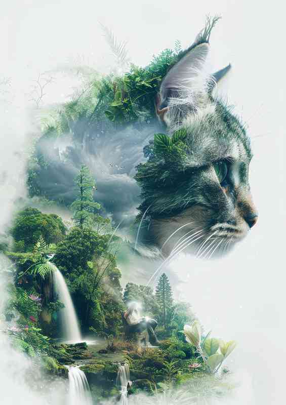 A double exposure illustration of cat