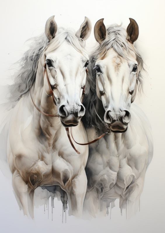 A pair of white Horses | Metal Poster