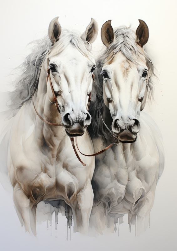 A pair of white Horses