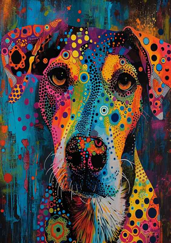 Abstract dog with psychedelic patterdale terrier