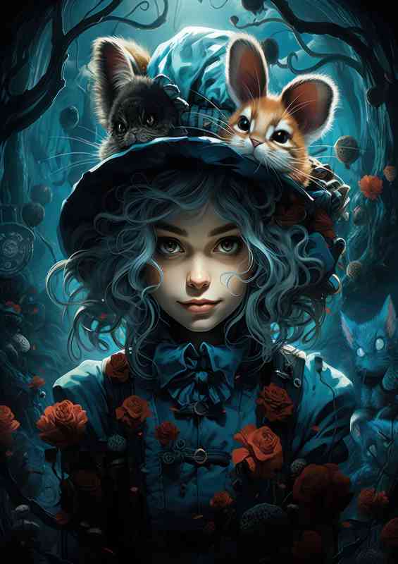 Alice in wonderland with rabbit hat