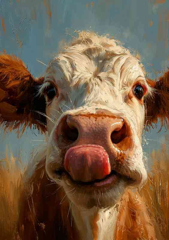 Animated cow with the licking lips