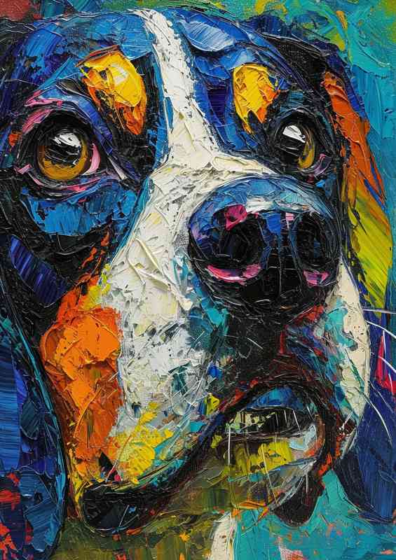 Art style of a dog painted