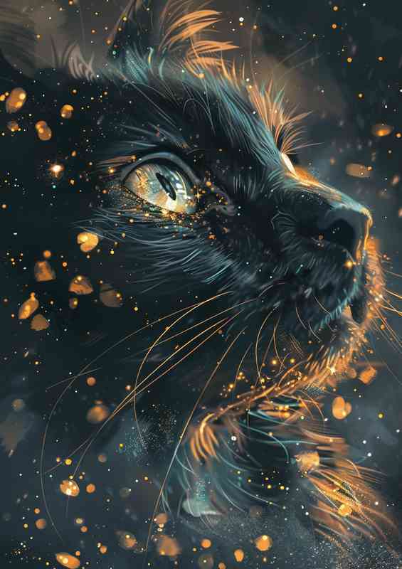 Black Cat Gold Stars
