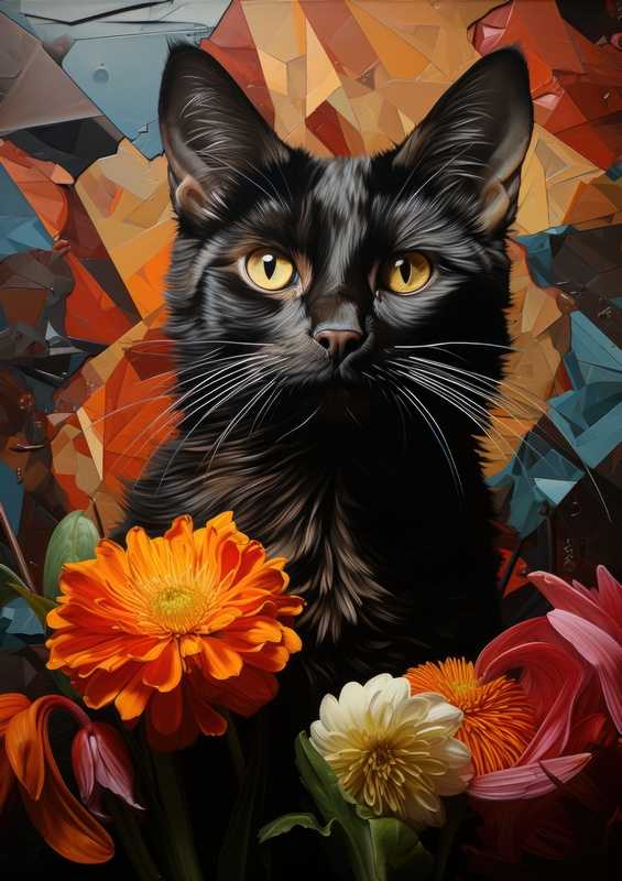 Black Cat in the flowers