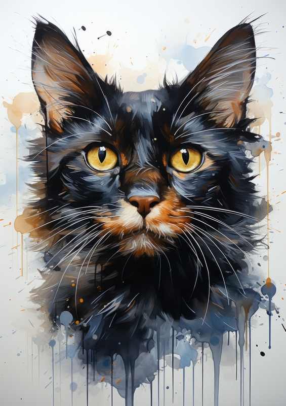 Black Cat in watercolours