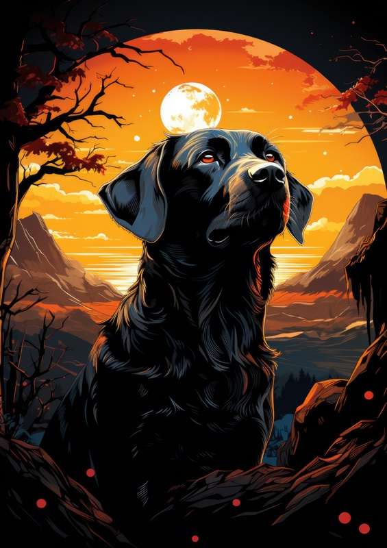 Black Lab Looking at sky