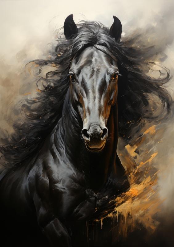 Black beautiful horse