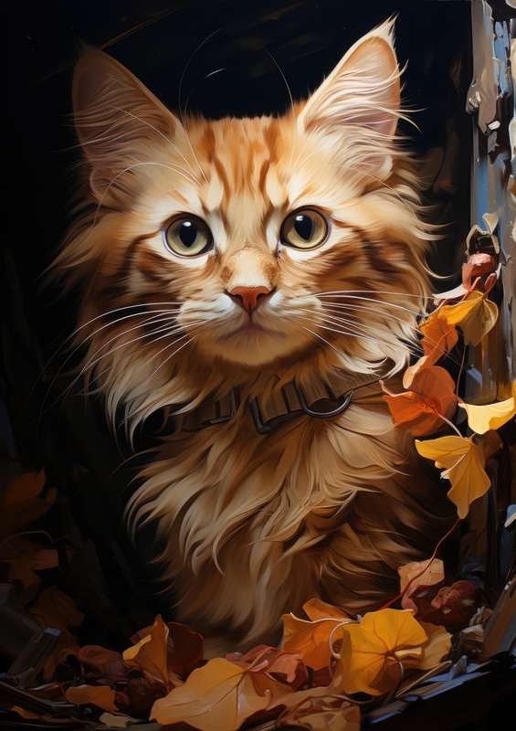 Brown Cat in Autumn