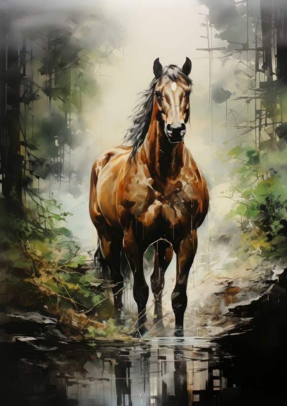 Brown Horse in the Woodland