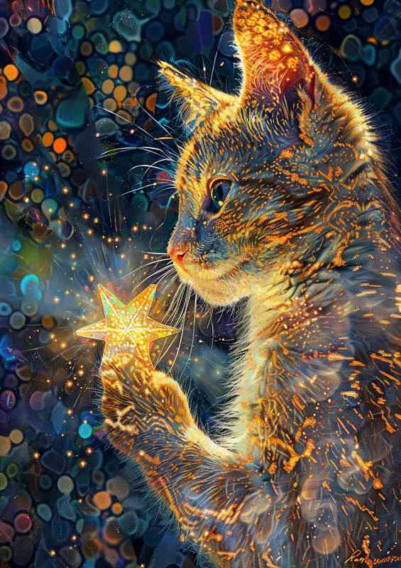 Cat holding a star