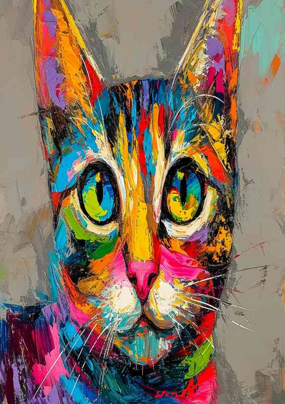 Cat with neon bright colours