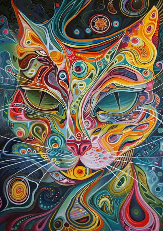 Cats face a psychedelic