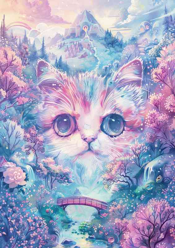 Cute cat face in the mountains