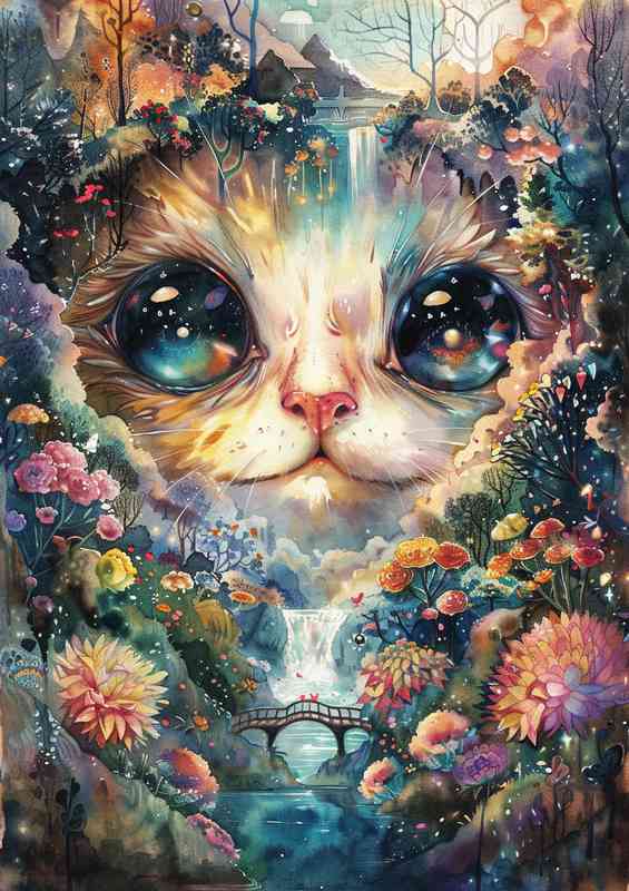 Cute cat face with big eyes