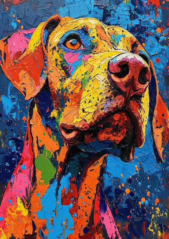 Dimaond dog in a colourful painted style