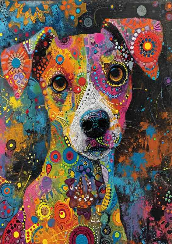 Dog with psychedelic patterdale terrier