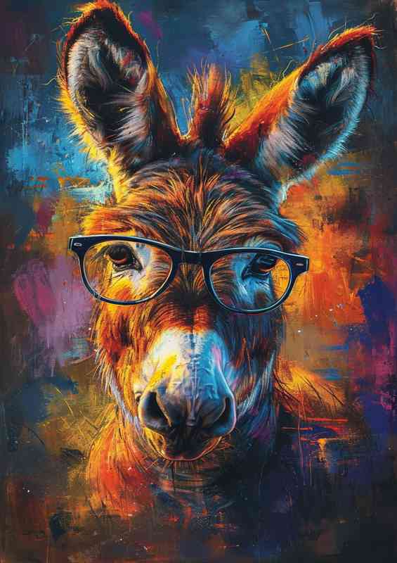 Donkey in glasses looking ream