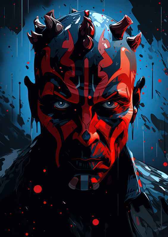 Darth Maul on a black background painted style