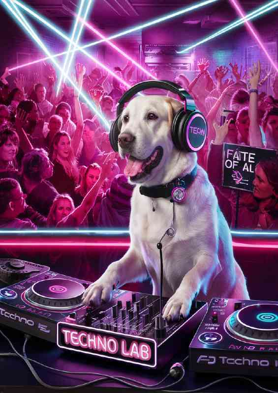 Electric Dj Dog playin the decks