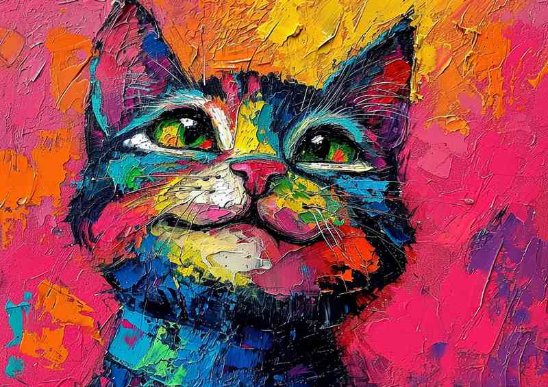 Great smilley cat with colourful background