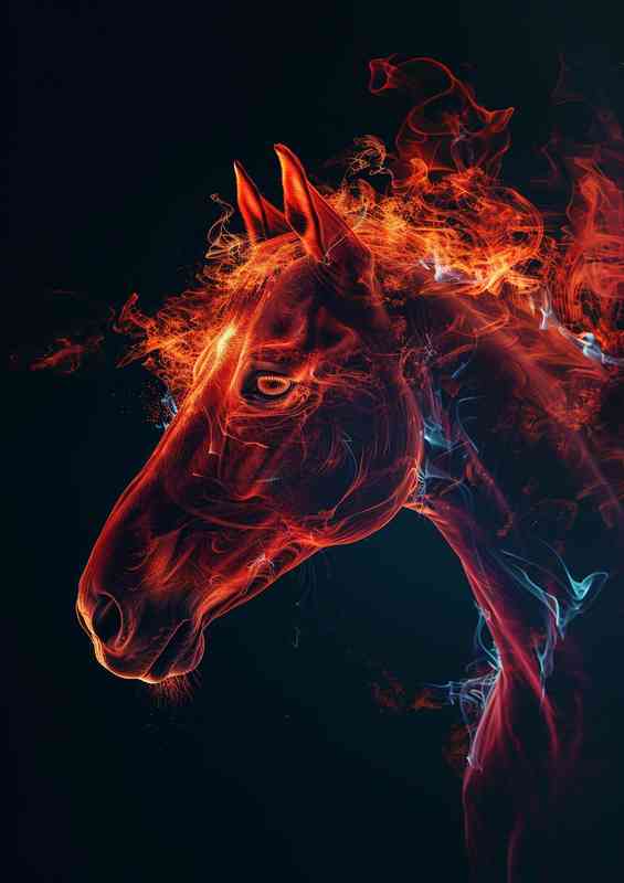 Horse head in flames