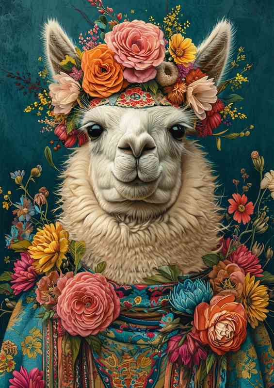 LLama in a flowered headset