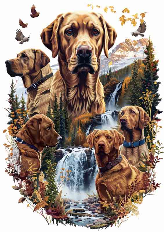 Labrador dogs forest