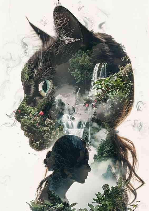 Lady and the Cat Double exposure