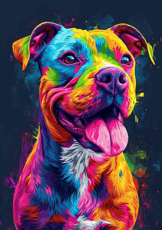 Pitbull smileing with his tounge street art