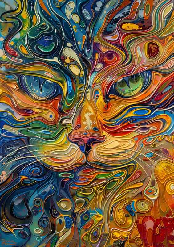 Psychedelia painting a Cats face