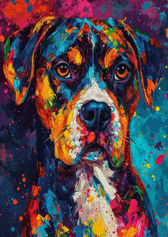 Rotwiler painted dog splash art style