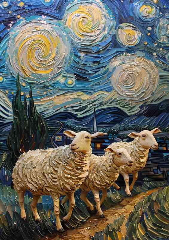 Sheep at night walking
