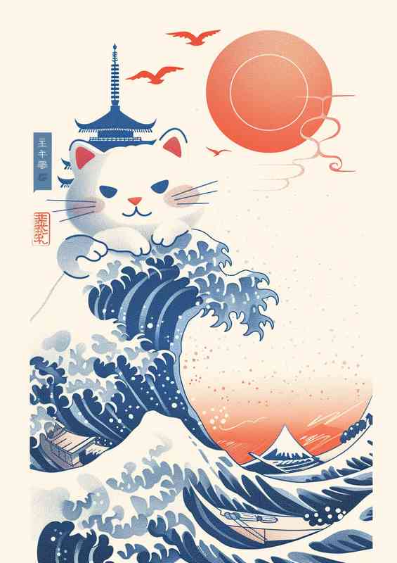 The Cat and the waves japanese style