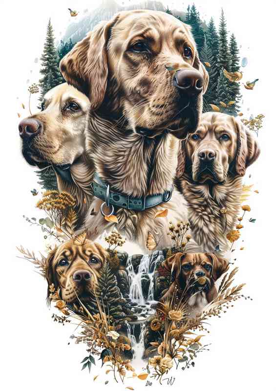 The Family of Labrador Dogs