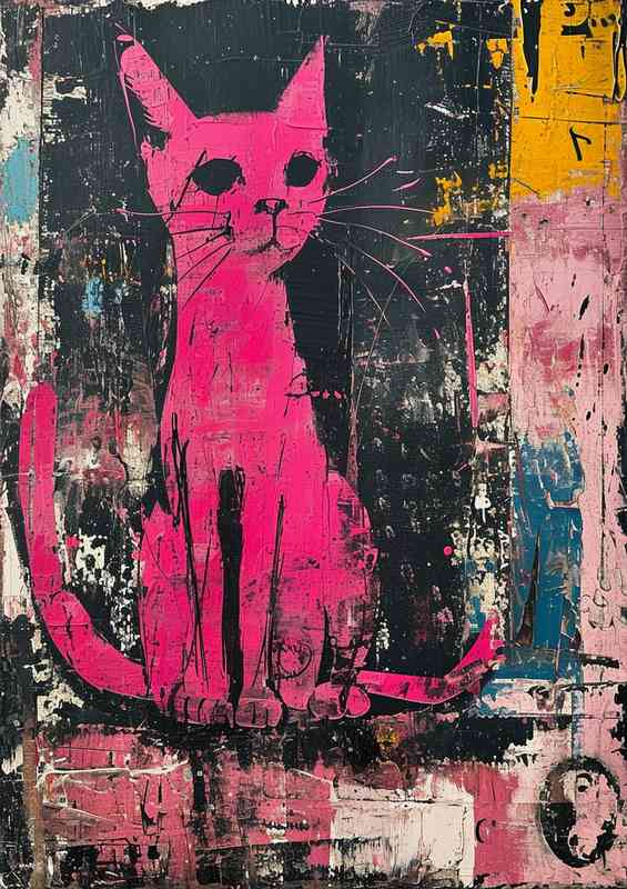 The big pink cat on the street art