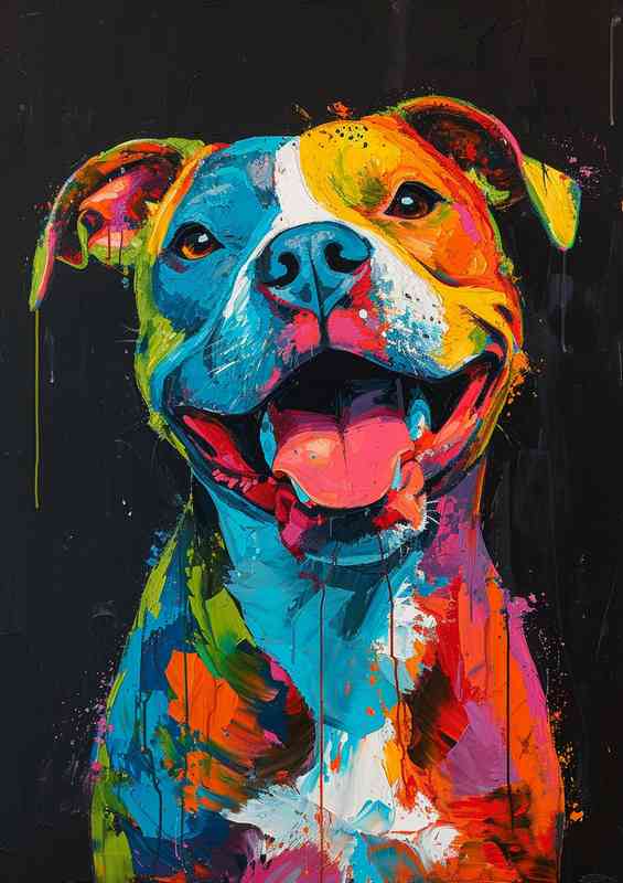 The pit bull in a wonderful splash art colour