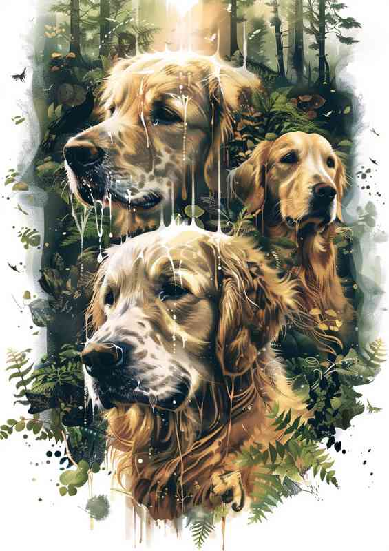 Three golden retriever Dogs