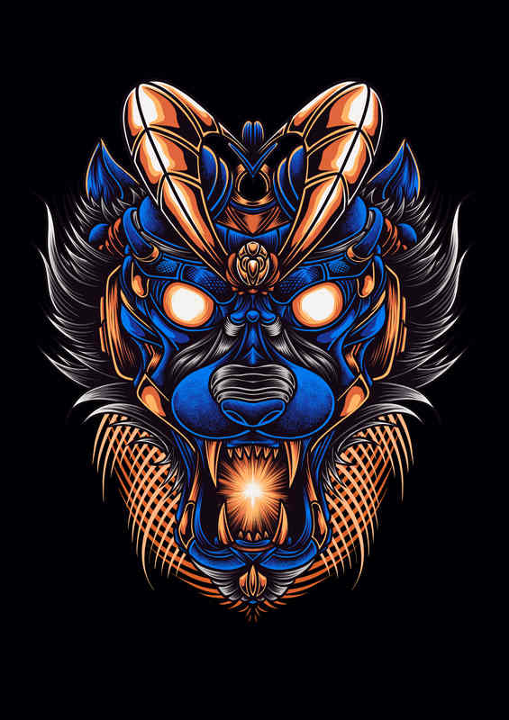 Wolf futuristic neon style