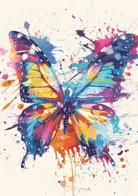 Abstract colorful Butterfly in the style of paint splash